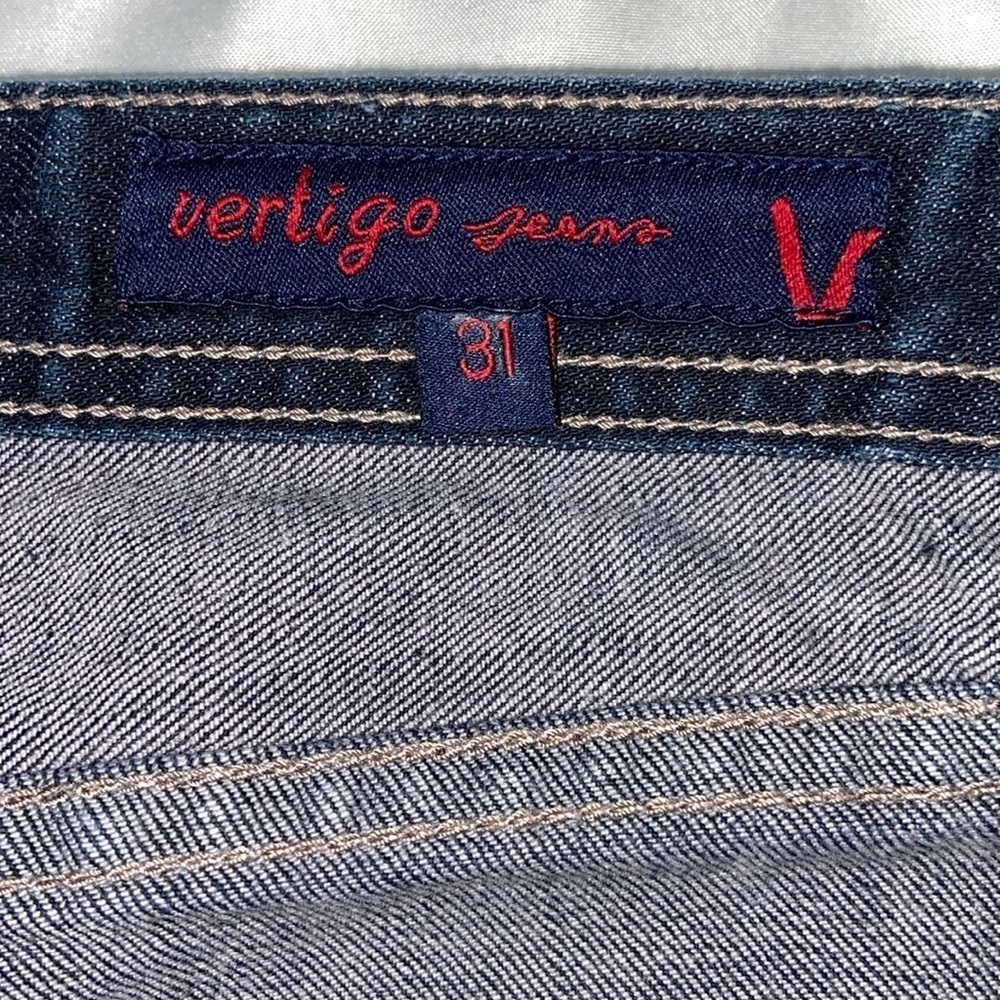 Vertigo Jeans Women’s Embroidered Flare Jeans Dark Wash Y2K Stretch Size 31 - Picture 5 of 9